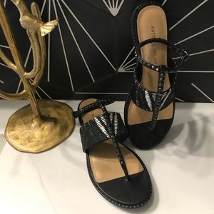 (Antonio Melani) Black and White Jeweled Sandals